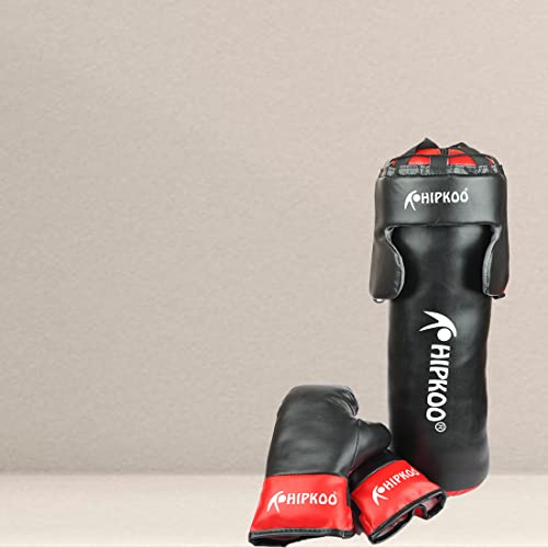 Hipkoo Sports Kids Champ Junior Boxing Set | 1 Punching Bag, 1 Head Guard, 2 Boxing Gloves | Boxing Training Punching Bag & Gloves for Boys & Girls | for 3 to 10 Years Kids (Set of 4) 7 412ZB DCw L