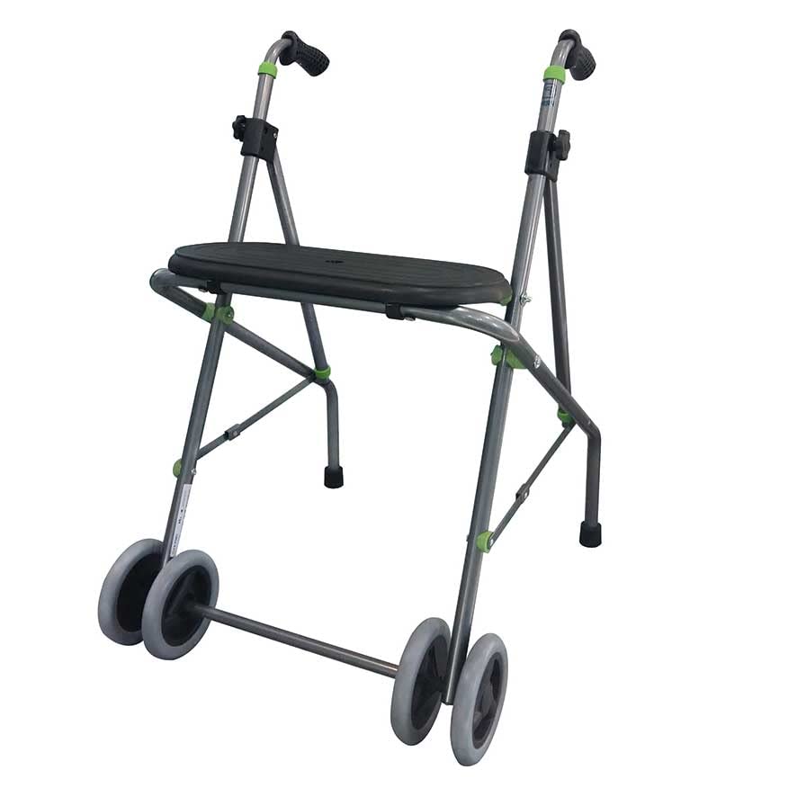 Andador de aluminio con 2 ruedas y asiento AL-3N1 verde