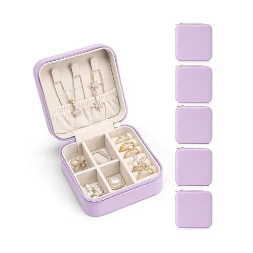Vlando Small Travel Jewelry Box Organizer - Girls Women Gift Rings Earrings Necklaces Jewelry Storage Display Case Purple Purple S 1