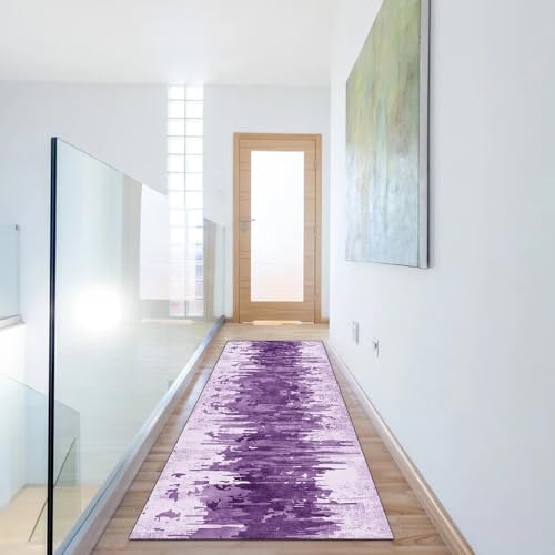 Alfombra de cocina lavable morada 50x450 cm abstracta para pasillo de casa 6
