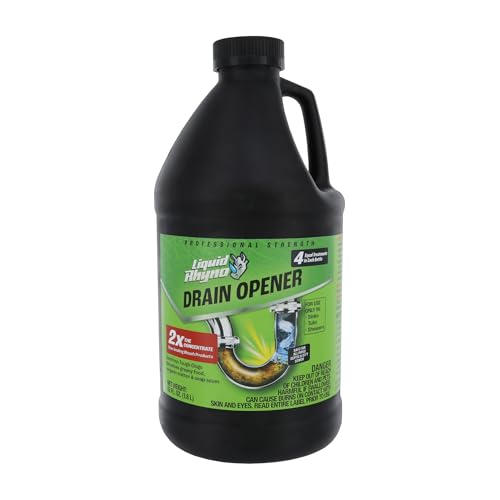 Liquid Rhyno 62 oz. Drain Opener, 2X Concentrate Hair Clog Remover for Sink, Bathtub or Shower Drains, Fast Acting Pro Strength Clears Slow-Flowing Drains, Safe for all Drain Pipes, 4 Treatments