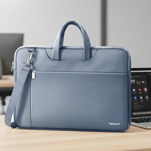 Image of Ferkurn Laptop Case Bag for Women Men Briefcase Messenger Bag, 17 17.3 Inch | Compatible with HP OmniBook Envy Omen Pavilion /LG Gram /Dell Inspiron Precision, Carrying Computer Bag 18 inch, Light Gray