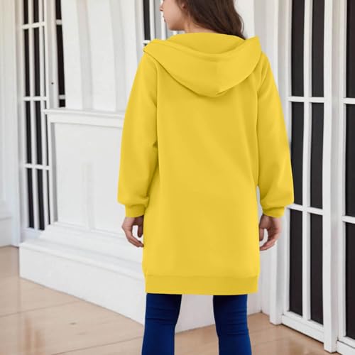 Girl's Zip Up Hoodies Oversized Casual Loose Hooded Jacket Long Sleeve Solid Child Sweatshirt Coat 5-14 Years4
