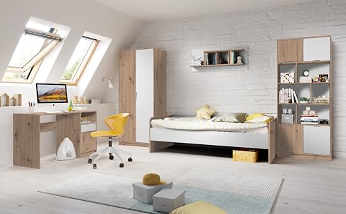 Jugendzimmer Karla Artisan Eiche & Weiß Komplett Set 90x200cm