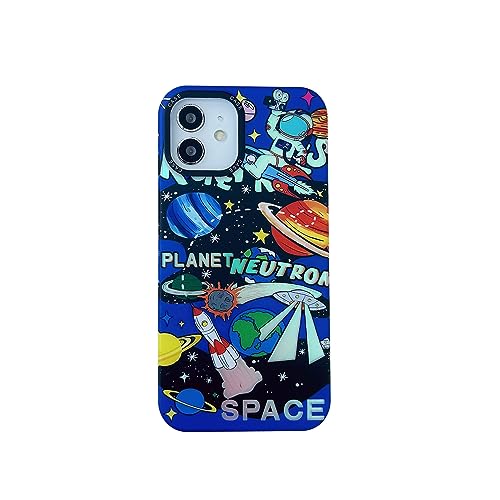 Coque iPhone 12 antichoc contre les chutes avec motif astronaute galaxie
