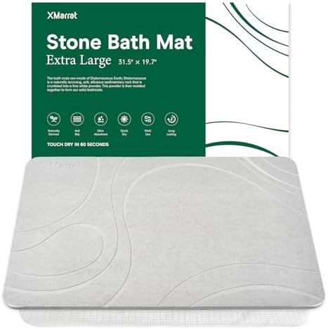 Amazon.com: XMarrat Large Stone Bath Mat, Super Absorbent Diatomaceous ...