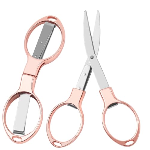 Usaidon Ciseaux Pliants (Or Rose 2 pcs), Ciseaux Inoxydable Sûrs