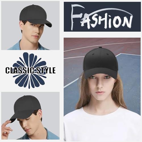Enwokran Plain Baseball Cap, Unisex Classic 6 Panel Adjustable Casual Cotton Snapback Closure Anti UV Summer Sports Sun Visor Hat