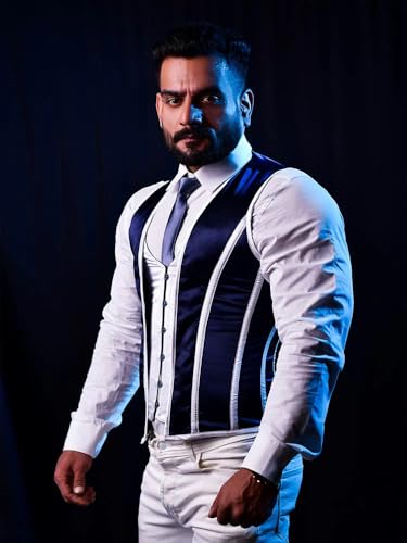 Men's Satin Corset Vest – Steampunk Gothic Waist Trainer for Men, Slimming Body Shaper with Steel Boning4