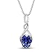 Lab Created Blue Sapphire Necklace Diamond Accents in Sterling Silver - 18 Inch Chain