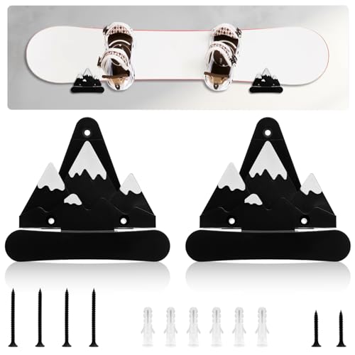 Gosknor 2Pcs Snowboard Display Racks, Snowboard Wall Mount with Hooks Skateboard Storage for Room Wall Arts