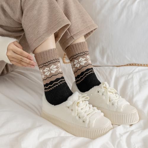 Image of Pleneal Wool Socks for Women - Womens Wool Socks Winter Warm Cozy Knit Sock for Women Men