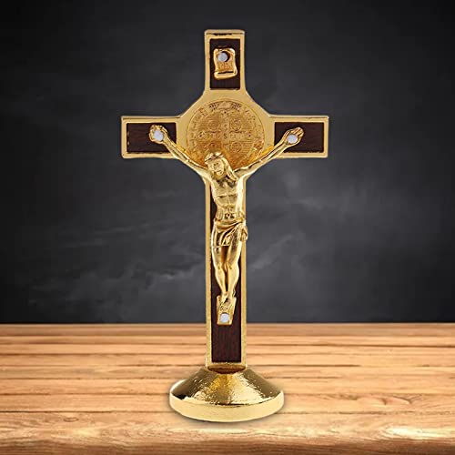 Estátua de Jesus Cristo modelo de crucifixo de metal de 9 cm SM SunniMix com base adesiva, decoração