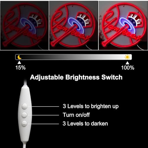 Image of AHlove Neon Signs for Wall Decor,Baseball Team Neon Lights for Bedroom,LED Signs Suitable for Man Cave,Birthday、Father's Day and Christmas Gifts for Man 13 * 15Inch