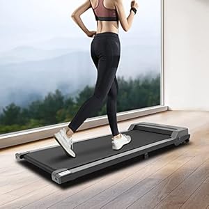 Laufband für Zuhause, Walking Pad Klappbar, Laufband Schreibtisch bis 1-6 KM/h, Walking Machine bis 100KG mit LED-Anzeige, Mini-Laufband fürs Homeoffice (Grau)
