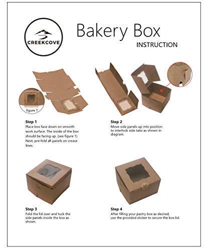Creekcove 4.5 X 4.5 X 3 In. Bakery Boxes, 25 Pack Kraft Pastry Box With Window - Rustic Favor Treat Container | Cookie Boxes | Macaron And Mini Bundt Cake Containers, With 25 "Made With Love Stickers #TOP7