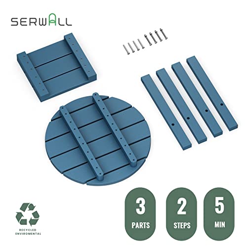 Serwall Round Adirondack Side Table Double End Table- Blue #TOP1