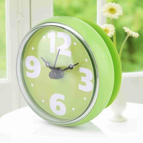 Jwthee 2PCS Suction Cup Wall Clock, Bathroom Clock,Shower Wall Clock, Waterproof Shower Clock with Suction Cup Wall Clock Battery Operated Waterproof Bathroom Shower Clock for Bathroom (Green)