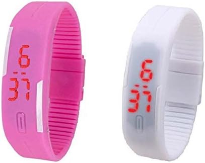 Combo Offer Digital Led White Black Watch Bracelet Adjustable Band Scratch Less Display Good Gift Any One Greate Discount Multicolour