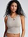 ZeroBound Built in Shelf Bra Tank Top - Keyhole Crew Neck Tank Crop Tops for Women Basics Going Out Top for Spring and Summer Sleeveless Garment Grey M