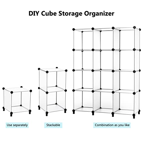 Anwbroad Cube Storage Organizer 12-Cube Diy Modular Closet Organizer Plastic Bookshelf Bookcase Storage Shelves Units Rubber Hammer For Bedroom Office Living Room Ulcs012T #TOP7