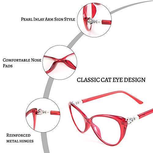 Feisedy Cat Eye Reading Glasses Women Bead Inlay Reader Glasses Frame B2685 #TOP3