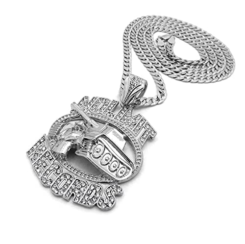 New Iced Out No Limit Records Pendant Dia-Cut Cuban Chain Necklace XZP25CDC (Silver)4
