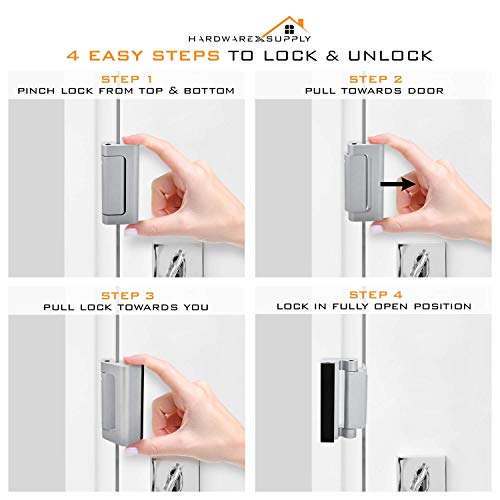 HardwareX Supply Door Reinforcement Lock, Privacy Door Latch Harden Construction 3"" Stop, White