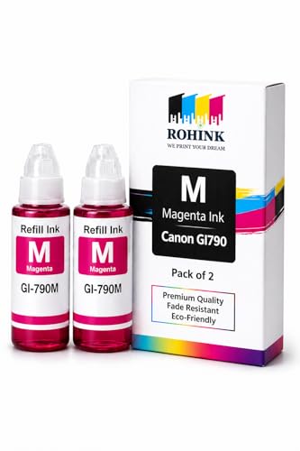 Image of ROHINK GI-790 Series Refill Ink, Compatible with G1000, G1010, G1100, G2000, G2100, G3000, G3010, G3012, G3100, G4000, G4010 Printers (Canon GI 790 Megenta (Pack 2))