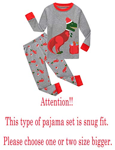 Family Feeling Little Boys Girls Long Sleeve Christmas Pajamas Sets 100% Cotton Pyjamas Toddler Kids Pjs Size 2T Dinosaur #TOP1