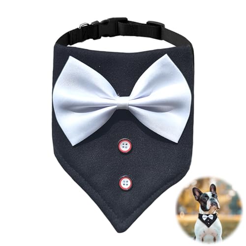 Hund Smoking Bandana Halsband, Formale Hochzeit Party Hundehalstuch mit Fliege Verstellbar Krawatte Haustier Anzug Fliege für Hunde für Party Geburtstag für Kleine Mittelgroße und Große Hunde,XL