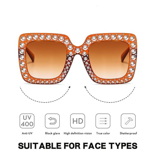 Square Rhinestone Sunglasses Women Crystal OversizeSun Glasses Vintage UV400 Female Streetwear Shades3