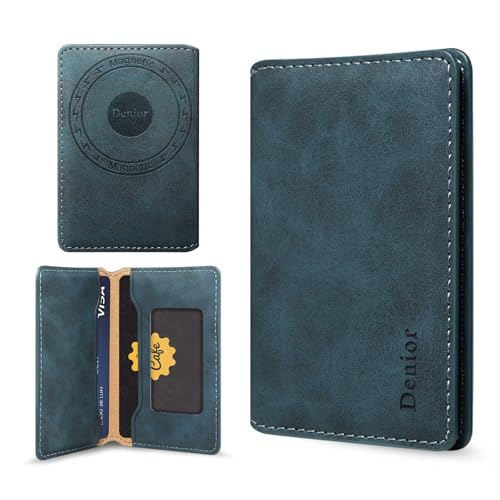 Portefeuille magnétique mini bleu en cuir PU compatible iPhone séries 17 à 8