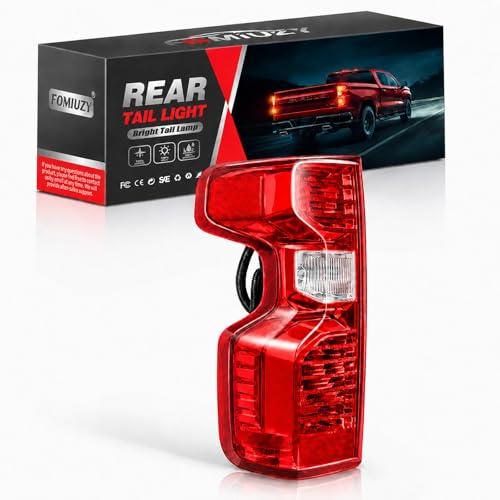 Image of Halogen Tail Lights Assembly Left Driver Fit Chevy Silverado 1500 2019 2020 2021 2022 2023 2024 2025 Chevrolet 2500 3500 HD 2500HD 3500HD Rear Brake Back Up Lamp Taillight Lens Cover GM2800308