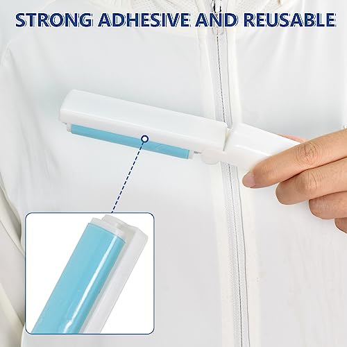 4 Stück Fusselrolle Wiederverwendbare, Waschbare Fussel-Rolle Klebrige Abwaschbar Staub Fusselrolle Faltbare Sticky Roller Portable-Lockenwickler mit Abdeckung für Saubere Möbel, Teppiche, Kleidung