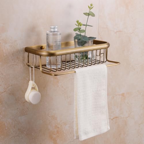 Antique-Brass-Shower-Shelf-Bathroom-Shelf-Shower-Organizer-Basket-Cosmetics-Holder-Wall-Mounted Antique Brass Shower Shelf Bathroom Shelf Shower Organizer Basket Cosmetics Holder Wall Mounted - Image 1
