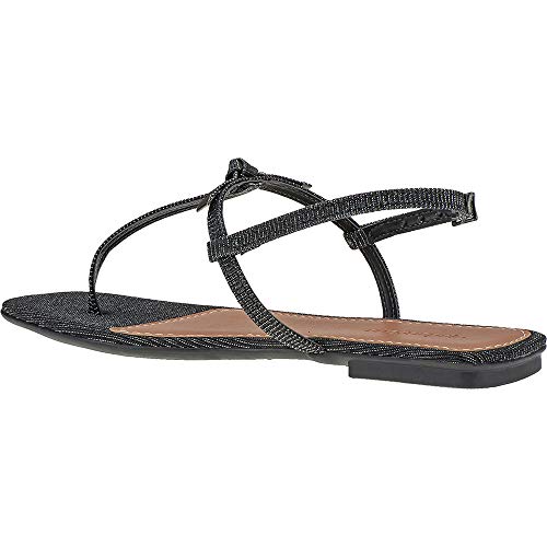 Sandalia Feminina Rasteirinha Leve Brilho Eleganteria Tamanho:35;Cor:Preto