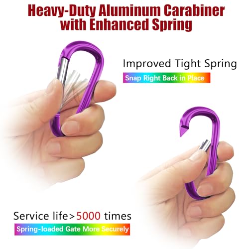 Image of sprookber 4 inch & 5 inch Extra Large Aluminum Carabiner D Ring, Caribeener Clips, Spring Snap Hook for Keychain Clip, Set of 4
