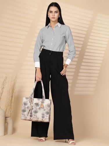 Image of ENSAC Women's Floral Print Tote Bag | Lightweight Handbag with Zipper Closure