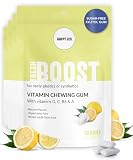 Multivitamin Xylitol Gum (56pcs) - Healthy, Sugar Free, Plastic Free, Chewing Gum with Vitamin Gum A,B6,C & D, Aspartame Free, Vegan, Gluten Free, Keto (Lemon)