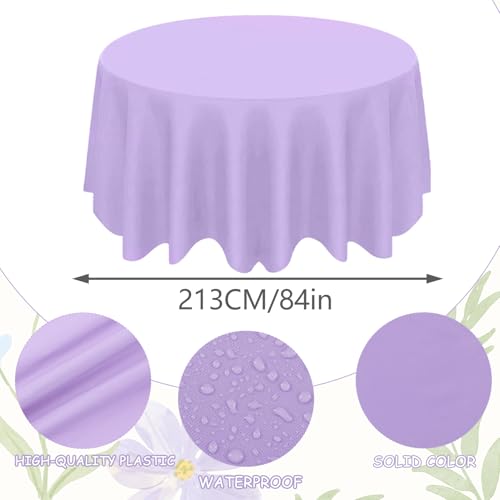 Image of CIEOVO 12 Pcs Round Spring Easter Tablecloths, Plastic Pastel Color Table Cloths Plastic Disposable Tablecloth Pastel Table Cover for Spring Easter Birthday Wedding Baby Shower Party Decorations
