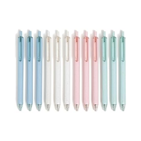 U Brands U-Eco Recycled Gel Click Pens, Set of 12, Pastel Speckle, Medium (0.7 mm) Point, Black Ink Cover