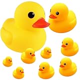 Umbresen 9 Pcs Bath Duck Toy Yellow Rubber Ducks Preschool Bathtub Duckies Gift for Baby Shower Infa