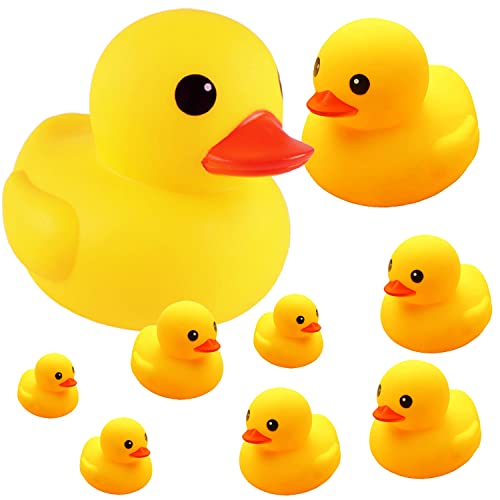 Umbresen 9 Pcs Bath Duck Toy Yellow Rubber Ducks Preschool Bathtub Duckies Gift For Baby Shower Infants Toddlers Kids Car Pool Floaty Halloween Christmas Adults Party Favors Carnival Theme Decorations #TOP4