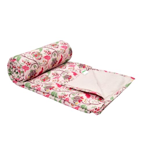 Image of Home Ecstasy 100% Cotton Mulmul Reversible Dohar for Double Bed 210 GSM (86 x 88 inches), Pink