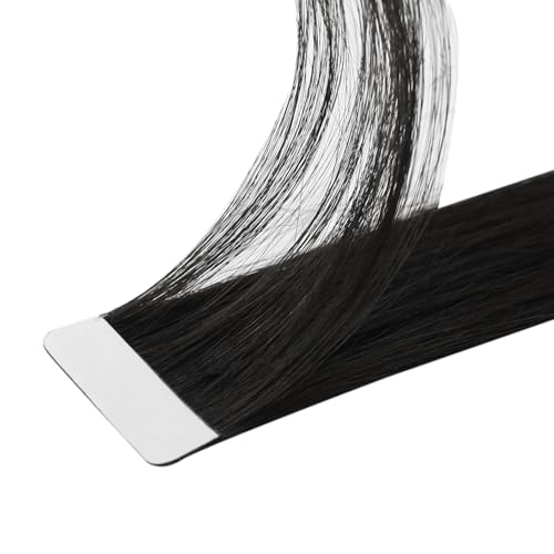 Image of LaaVoo Invisible Tape in Hair Extensions Human Hiar Seamless Tape in Extensions Jet Black Human Hair Tapes in Hair Extension 14 Inch 50g 20Pcs