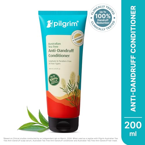 Image of Pilgrim Australian Tea Tree Anti-Dandruff Unscented Conditioner For All Hair Type 200 ml (Pack of 3) | Smoothens Strands & Detangles Hair | Fights and Prevents Dandruff | For Men & Women | Unscented, For All Hair Types, Smoothens & Detangles Hair, Fights & Prevents Dandruff, For Men & Women