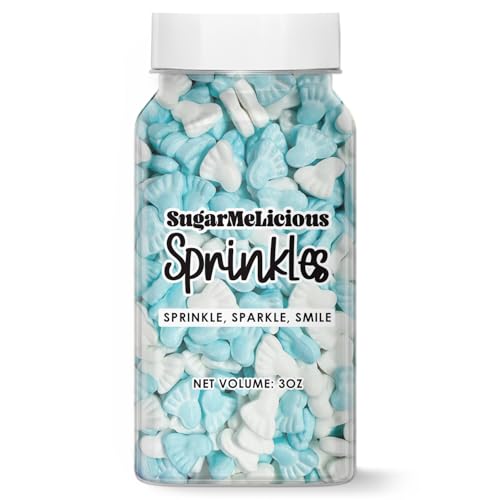 SugarMeLicious Blue Baby Feet Sprinkles, Delightful Baby-Themed Decorations for Cakes, Cupcakes, and More (3 Ounce)
