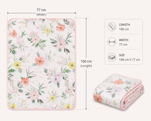Image of THE LITTLE LOOKERS Soft Blanket for Babies | Ultra Soft, Breathable & Skin-Friendly | Safe & Chemical-Free | All-Season Use | Lightweight AC Blanket for 0-1 Years (Pink Forest)