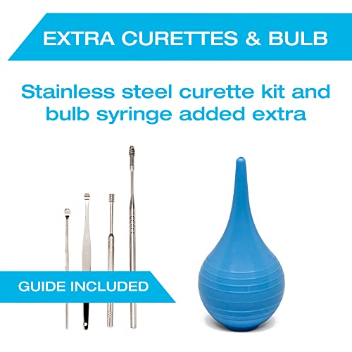 ear wax removal tool by tilcare - ear irrigation flushing system for adults amp kids - perfect ear cleaning kit - includes basin syringe curette kit towel and 30 disposable tips